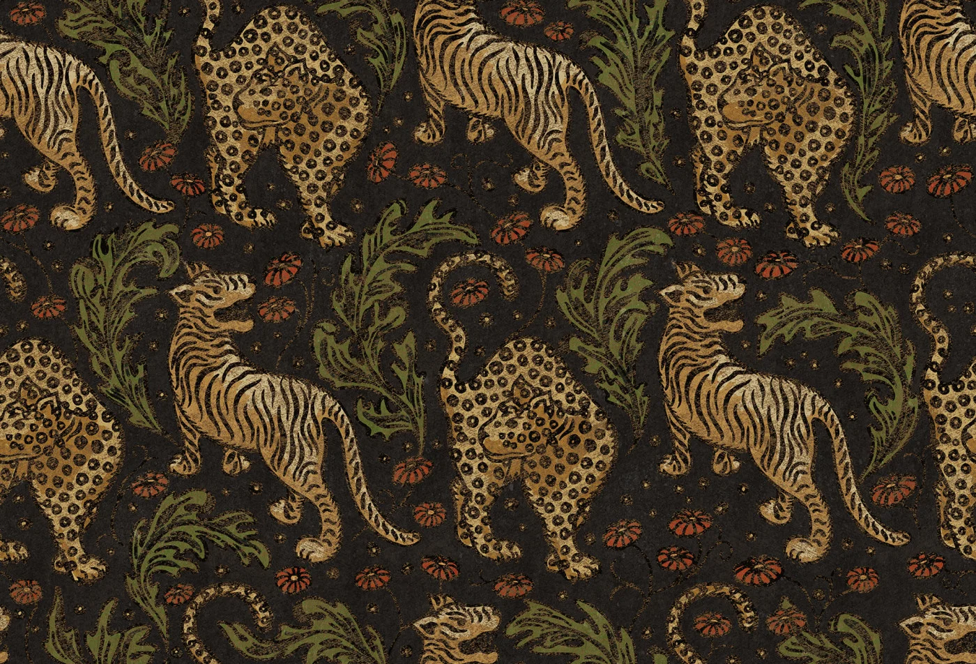 rebelwalls-bold-tigers-black-r19750-flat Bold Tigers, Black Pops Rebel Walls Wallpaper R19750
