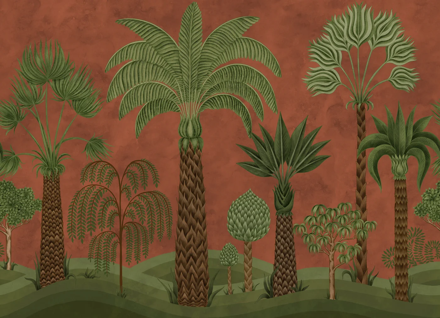 rebelwalls-botanical-bliss-rust-r21478-flat Botanical Bliss, Rust - Image 1