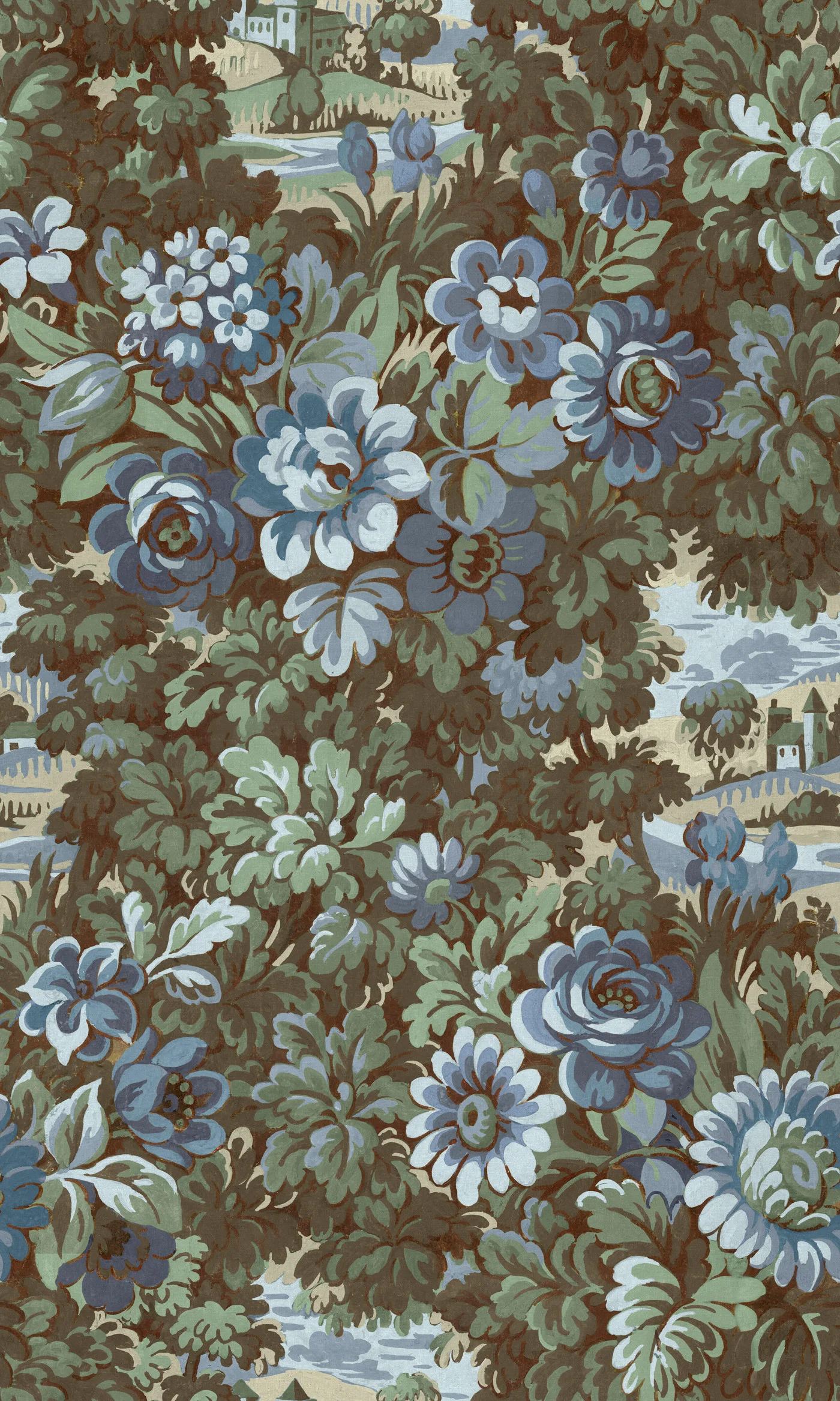 rebelwalls-botanical-manor-blue-r21647-flat Botanical Manor, Blue - Image 1
