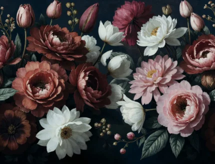 Bouquet in Bloom, Dark | Extraordinary Wallpaper by Rebel Walls