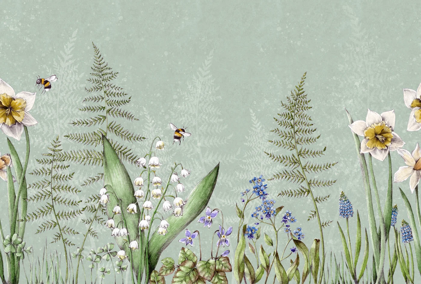 rebelwalls-bumblebee-green-r18641-flat Bumblebee, Green Meet a Rebel Walls Wallpaper R18641