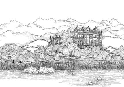 Castle By The Lake, Black & White
