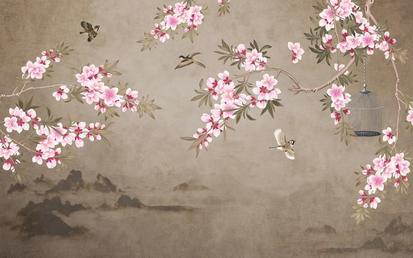 rebelwalls-chinoiserie-branches-brown-r21270-flat Chinoiserie Branches, Brown - Image 1
