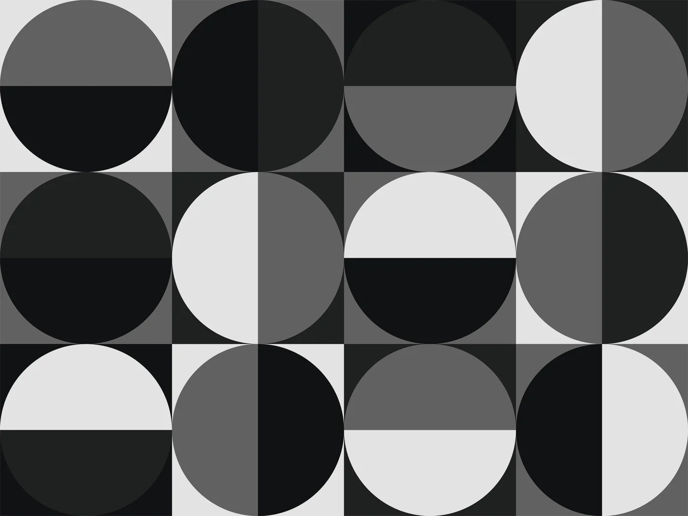 rebelwalls-circle-grid-black-white-r21577-flat Circle Grid, Black & White Shutterstock Rebel Walls Wallpaper R21577