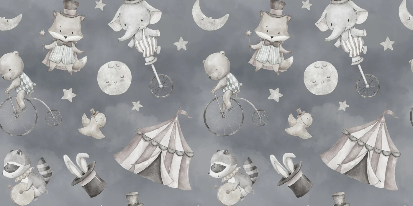 rebelwalls-circus-dream-gray-r21701-flat Circus Dream, Gray | Free Shipping - Image 1