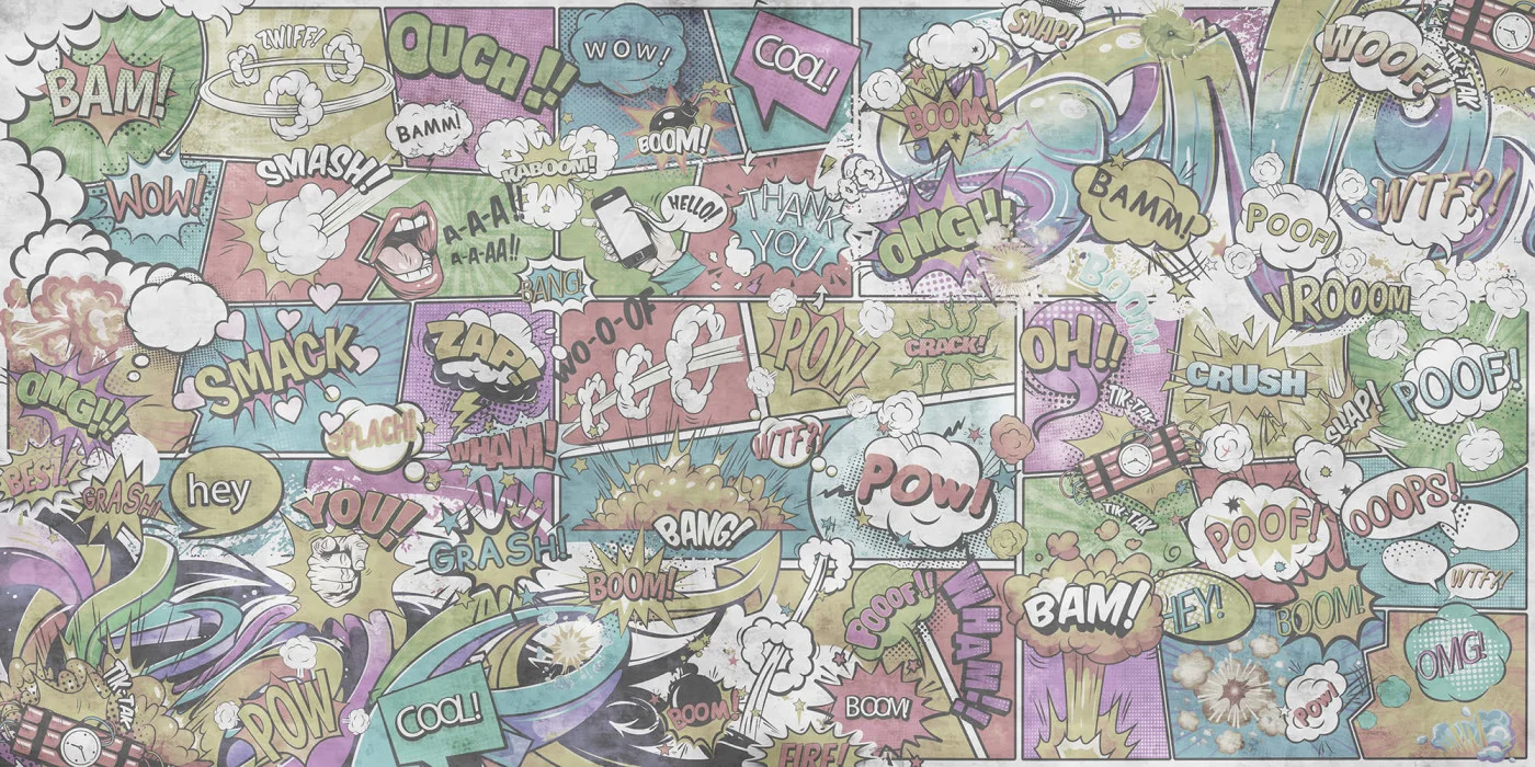 rebelwalls-comics-vintage-r20053-flat Comics, Vintage Shutterstock Rebel Walls Wallpaper R20053