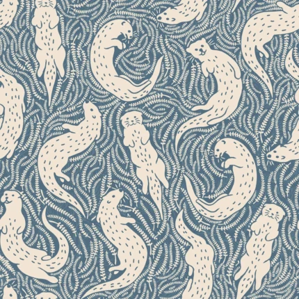 Cute Otters, Blue