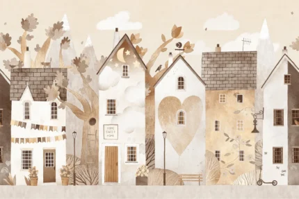 Cute Village, Autumn (brown) | Free Shipping
