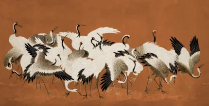 Dancing Cranes, Orange