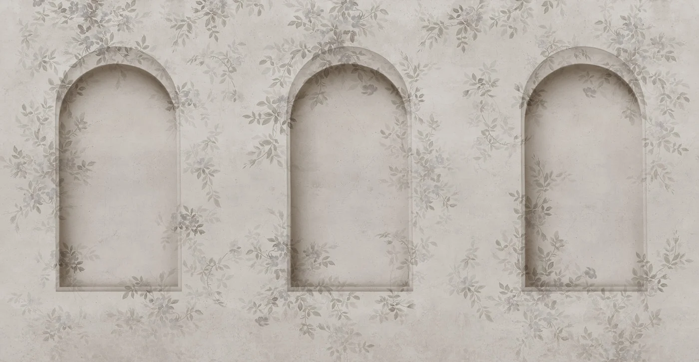 rebelwalls-daydream-arches-gray-r20999-flat Daydream Arches, Gray Wallpaper | Free Shipping - Image 1