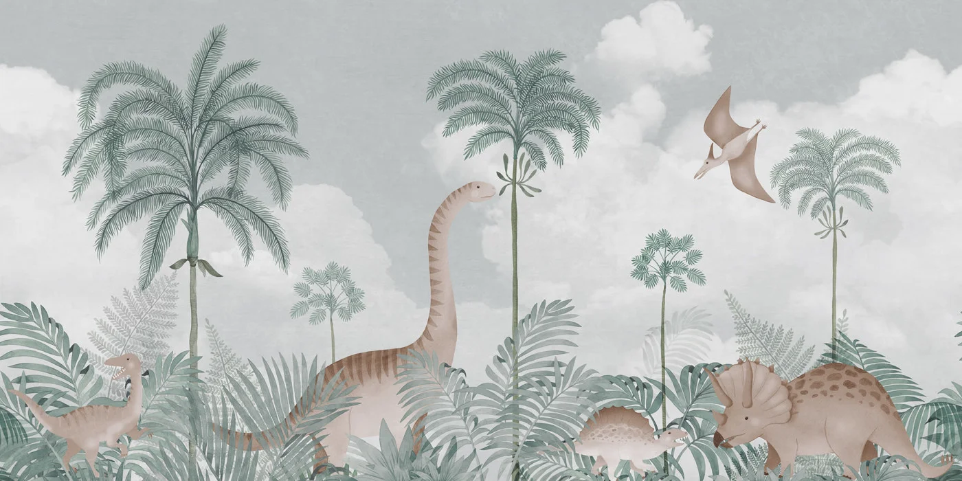 rebelwalls-dinosaur-world-gray-r19972-flat Dinosaur World, Gray - Image 1