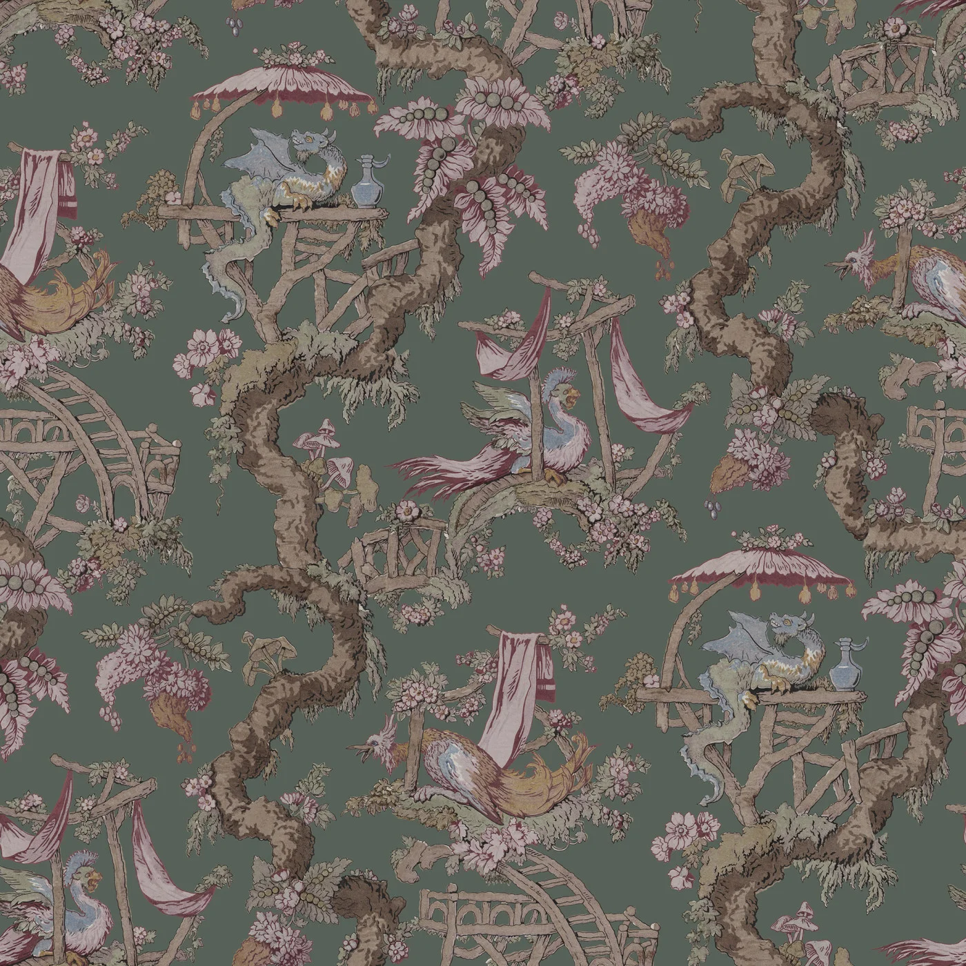 rebelwalls-dragon-tree-bloom-green-r21324-flat Dragon Tree Bloom, Green - Image 1