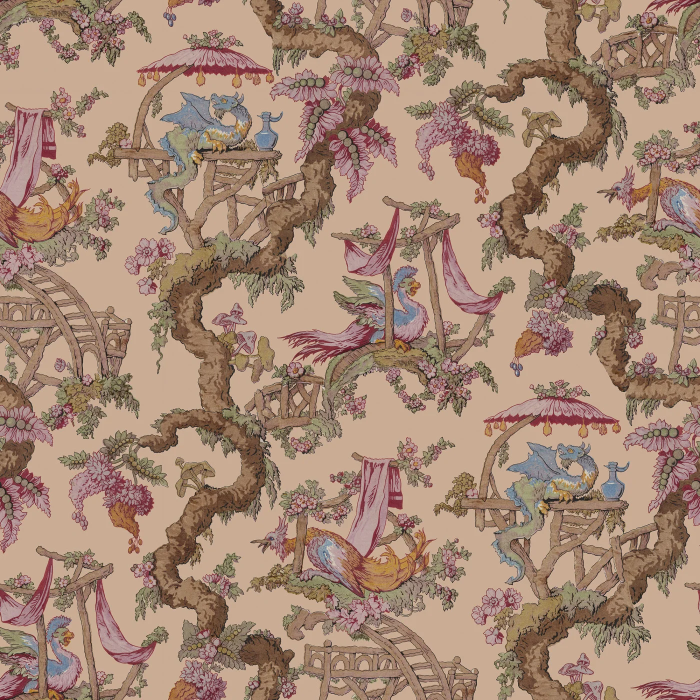 rebelwalls-dragon-tree-bloom-peach-r21325-flat Dragon Tree Bloom, Peach - Image 1