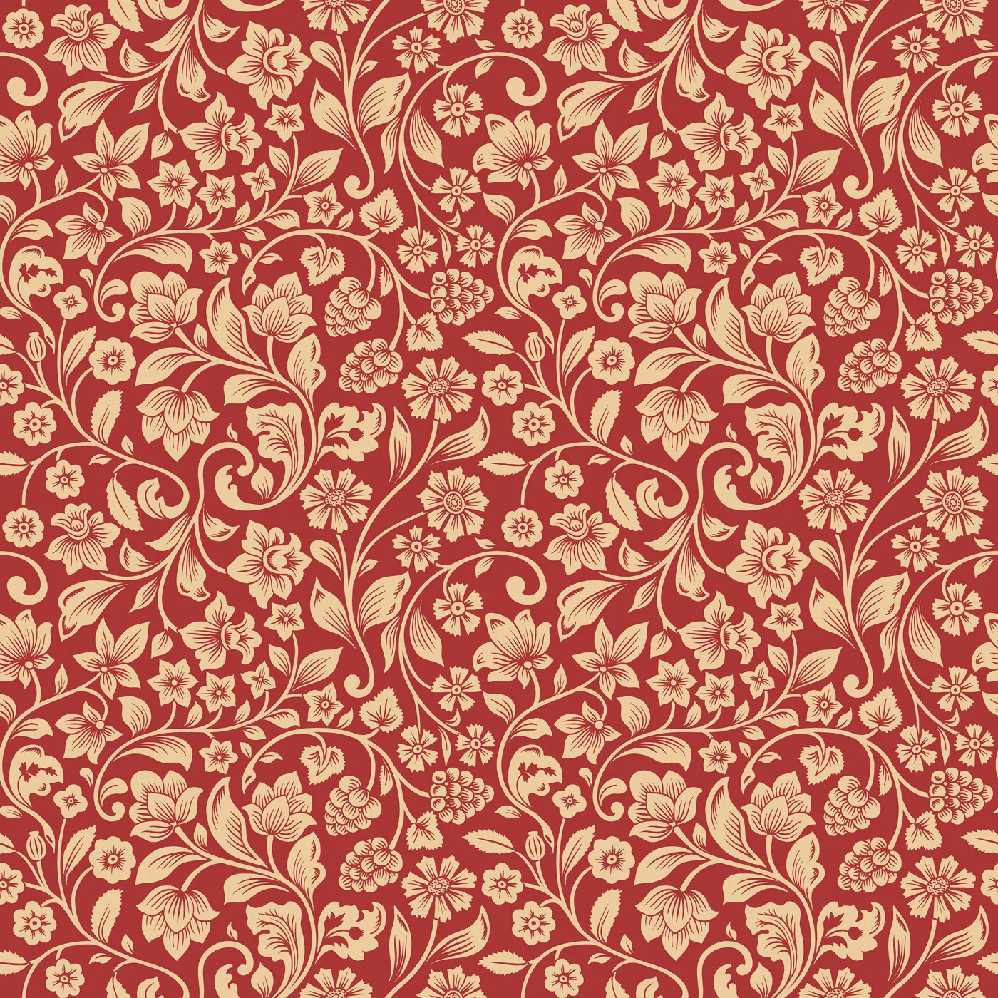 rebelwalls-floral-opulence-red-r21399-flat Floral Opulence, Red - Image 1