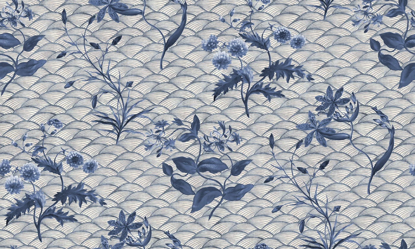 rebelwalls-floral-ripple-blue-r19321-flat Floral Ripple Blue - Image 1