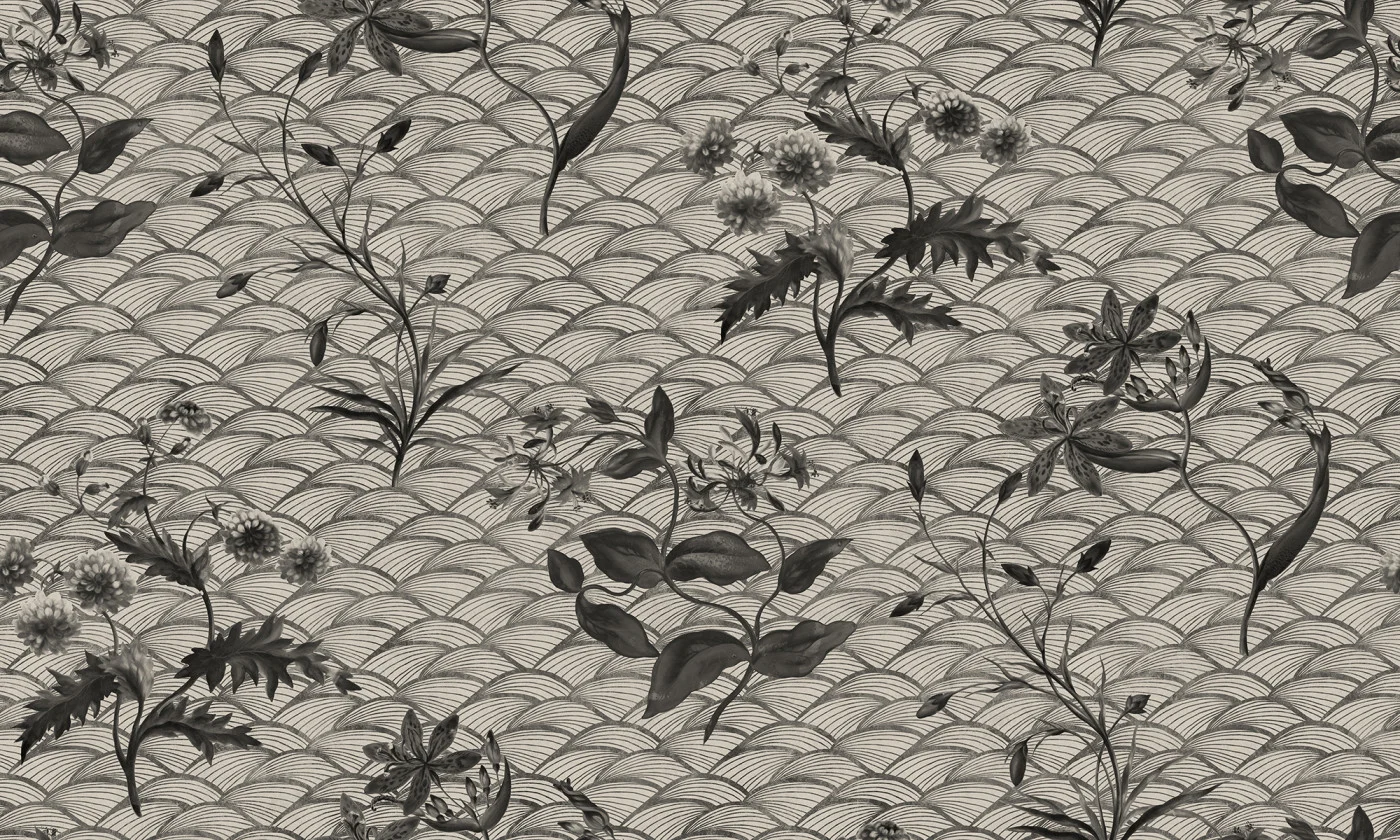rebelwalls-floral-ripple-graphite-r19322-flat Floral Ripple Graphite - Image 1