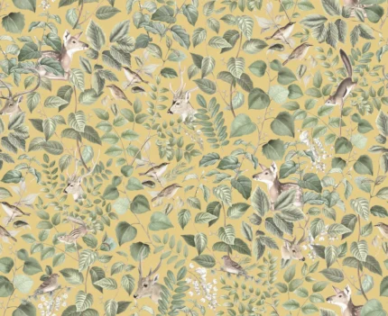 Forest Animals Yellow Pops Rebel Walls Wallpaper R19687
