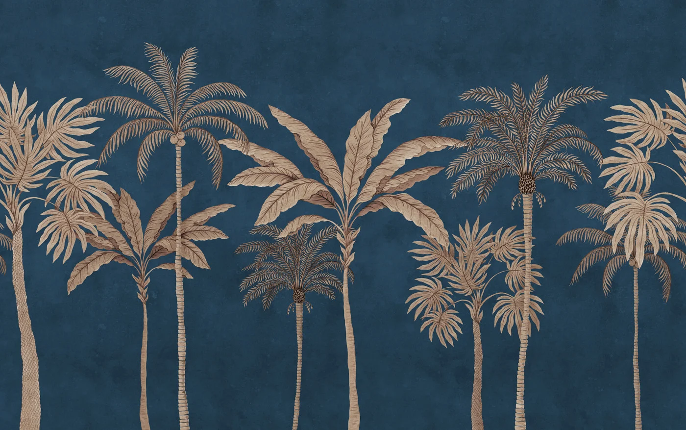 rebelwalls-golden-palms-blue-r20878-flat Golden Palms, Blue - Image 1