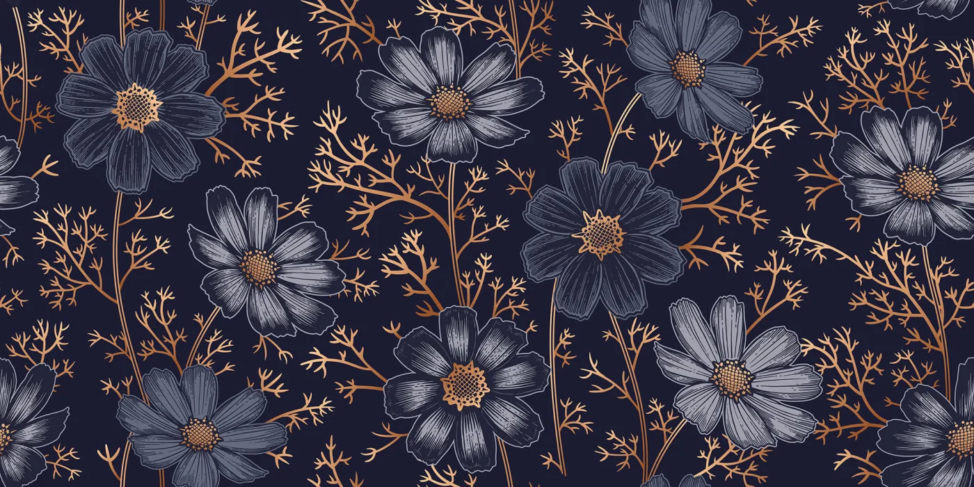 rebelwalls-grand-flowers-gold-r20303-flat Grand Flowers, Gold - Image 1