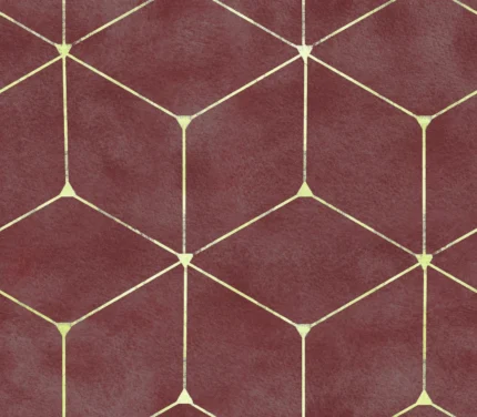 Hexaeder, Burgundy | Extraordinary Wallpaper by Rebel Walls