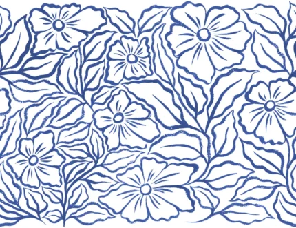 Ink Flowers, Blue | Free Shipping