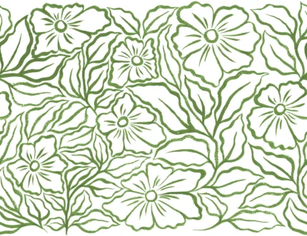 Ink Flowers, Green | Free Shipping