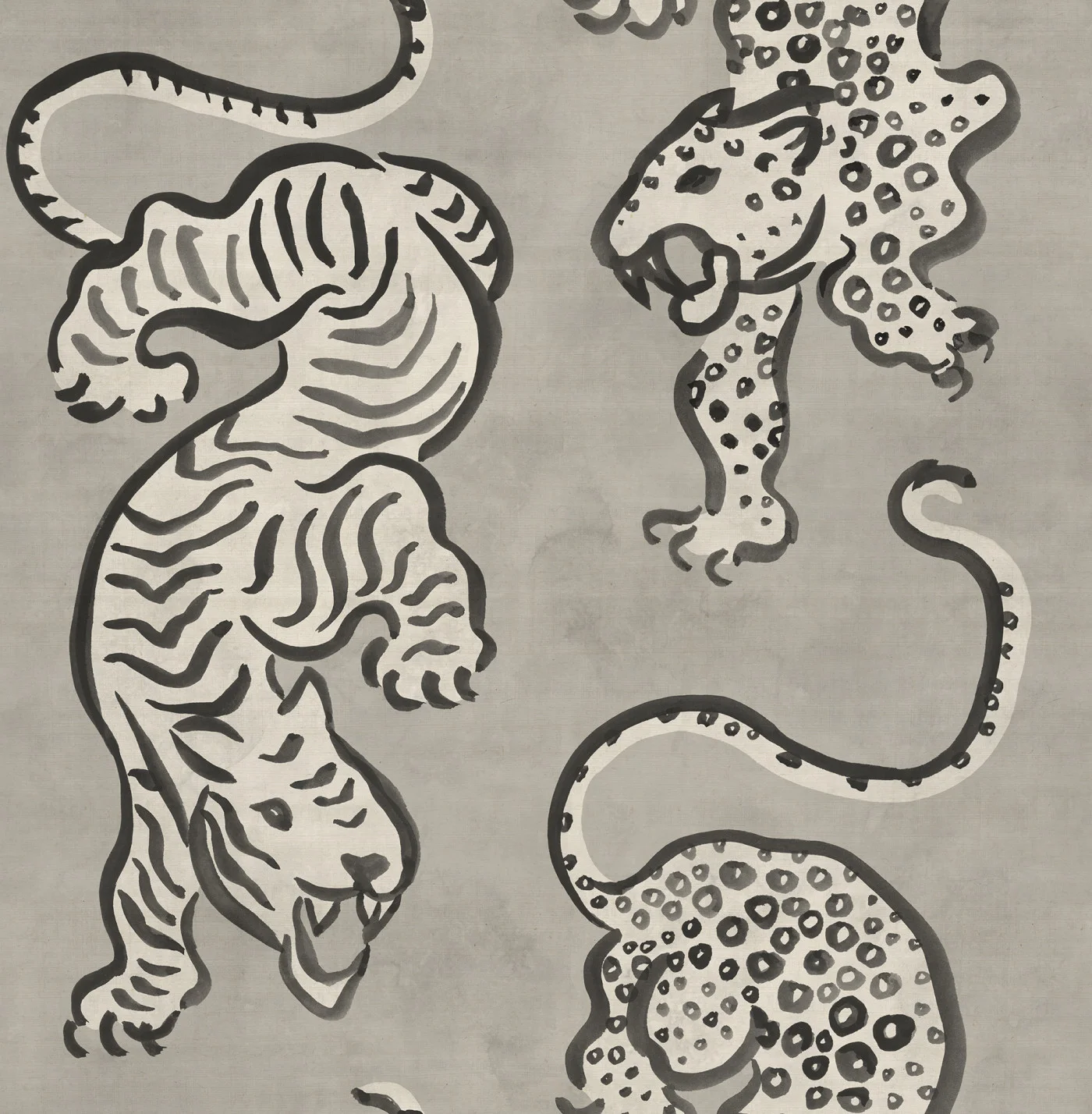 rebelwalls-ink-tiger-gray-r21241-flat Ink Tiger, Gray - Image 1