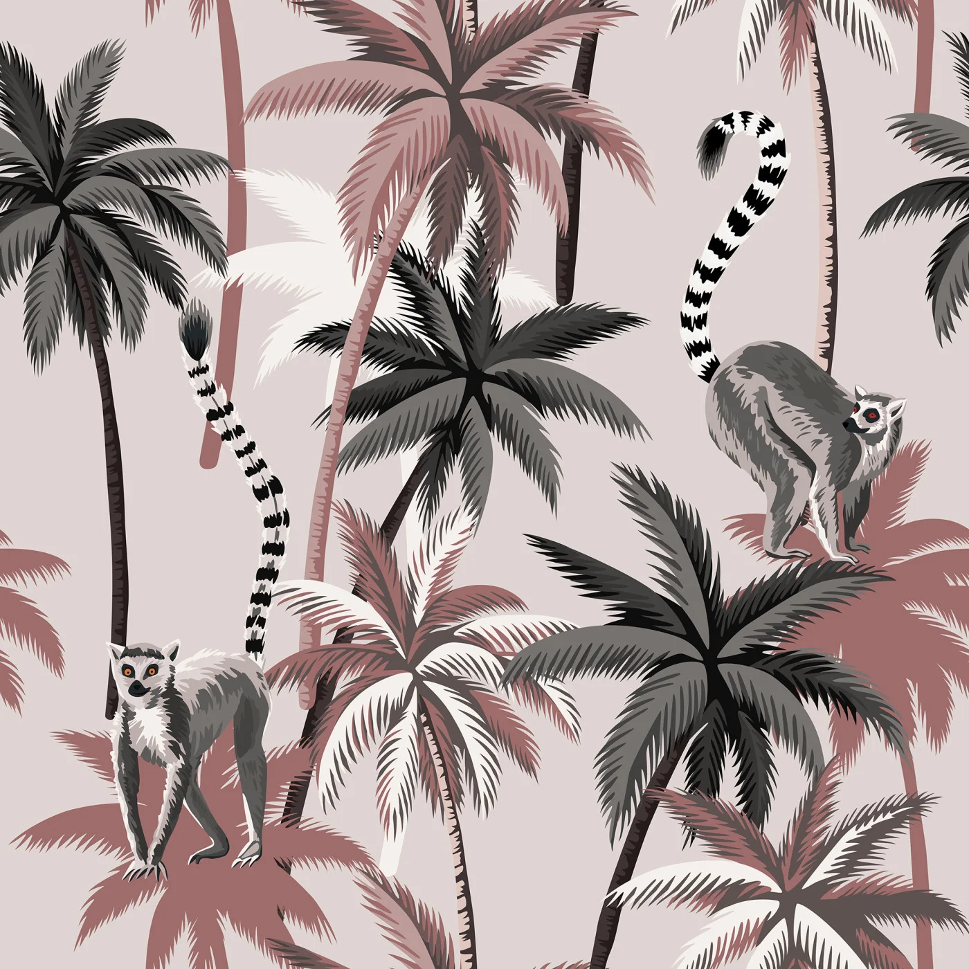 rebelwalls-lemur-palms-burgundy-r21217-flat Lemur Palms, Burgundy - Image 1