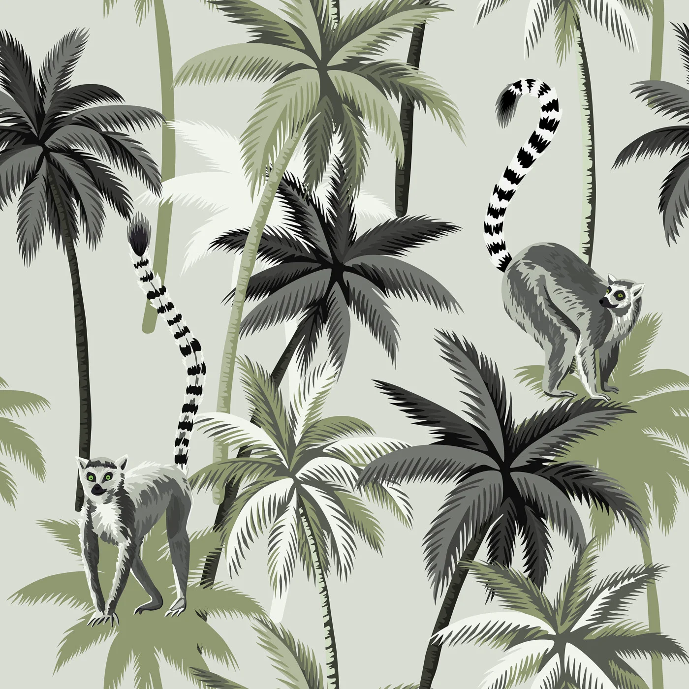 rebelwalls-lemur-palms-green-r21216-flat Lemur Palms, Green - Image 1