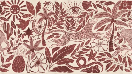 Midnight Tropics, Red Symbolic Rebel Walls Wallpaper R20504