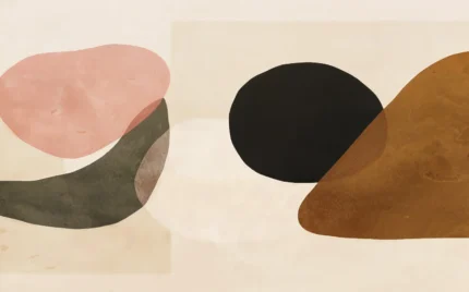 Modern Shapes, Beige, Pink, Black, Brown, Green | Free Shipping