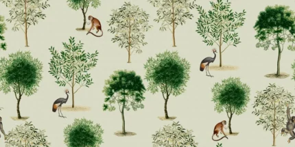 Monkey Among Trees, Beige | Free Shipping