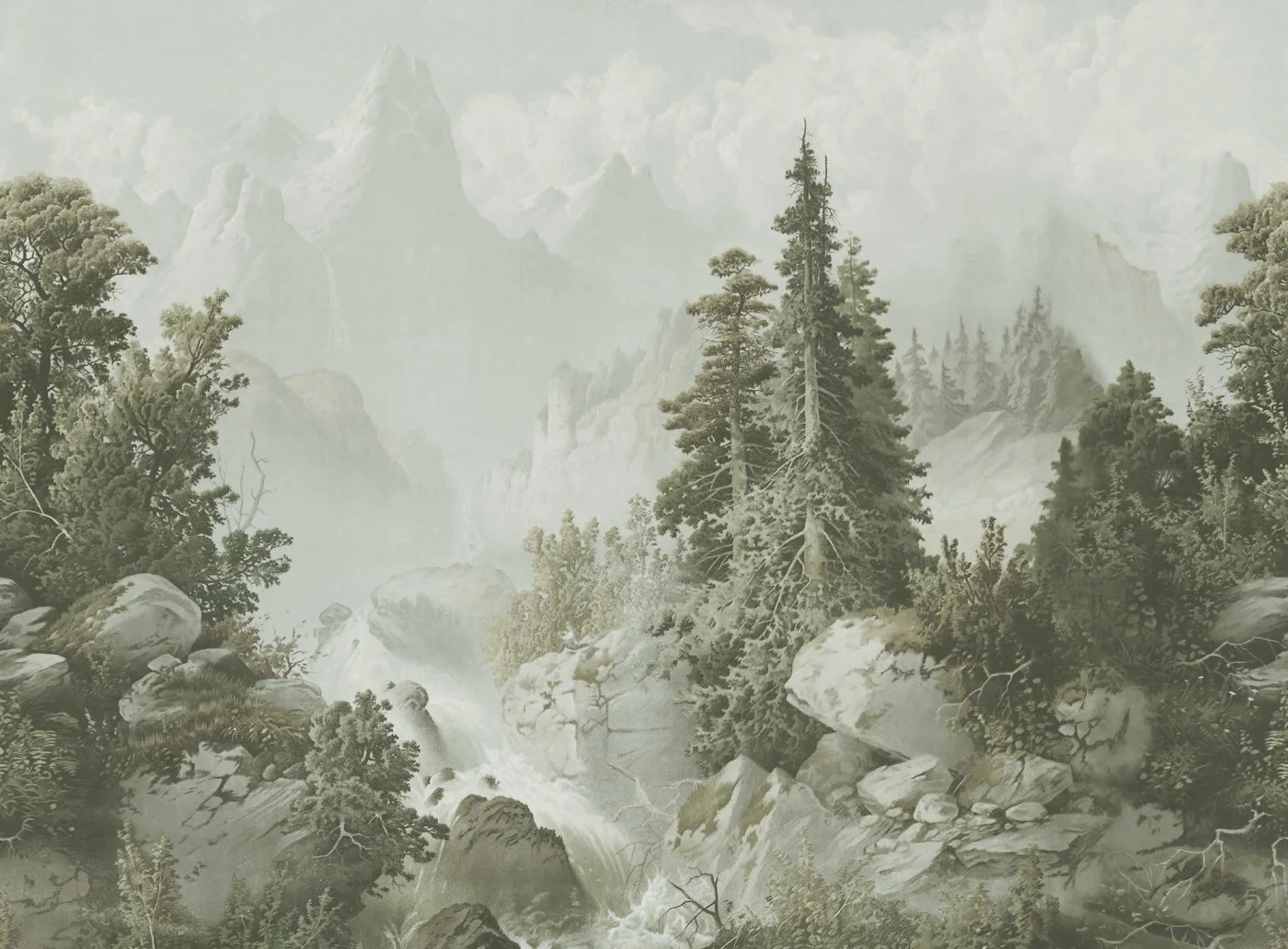 rebelwalls-mountain-horizon-green-r18814-flat Mountain Horizon, Green - Image 1