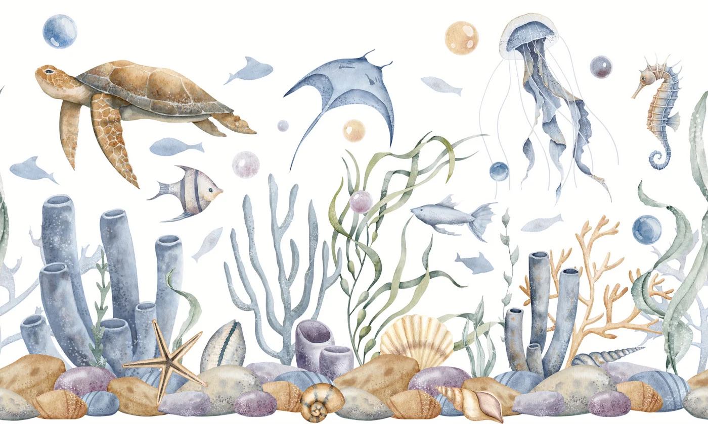 rebelwalls-ocean-world-pastel-r21283-flat Ocean World, Pastel Shutterstock Rebel Walls Wallpaper R21283