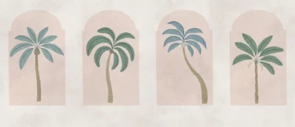 Palm Arches, Green & Pink