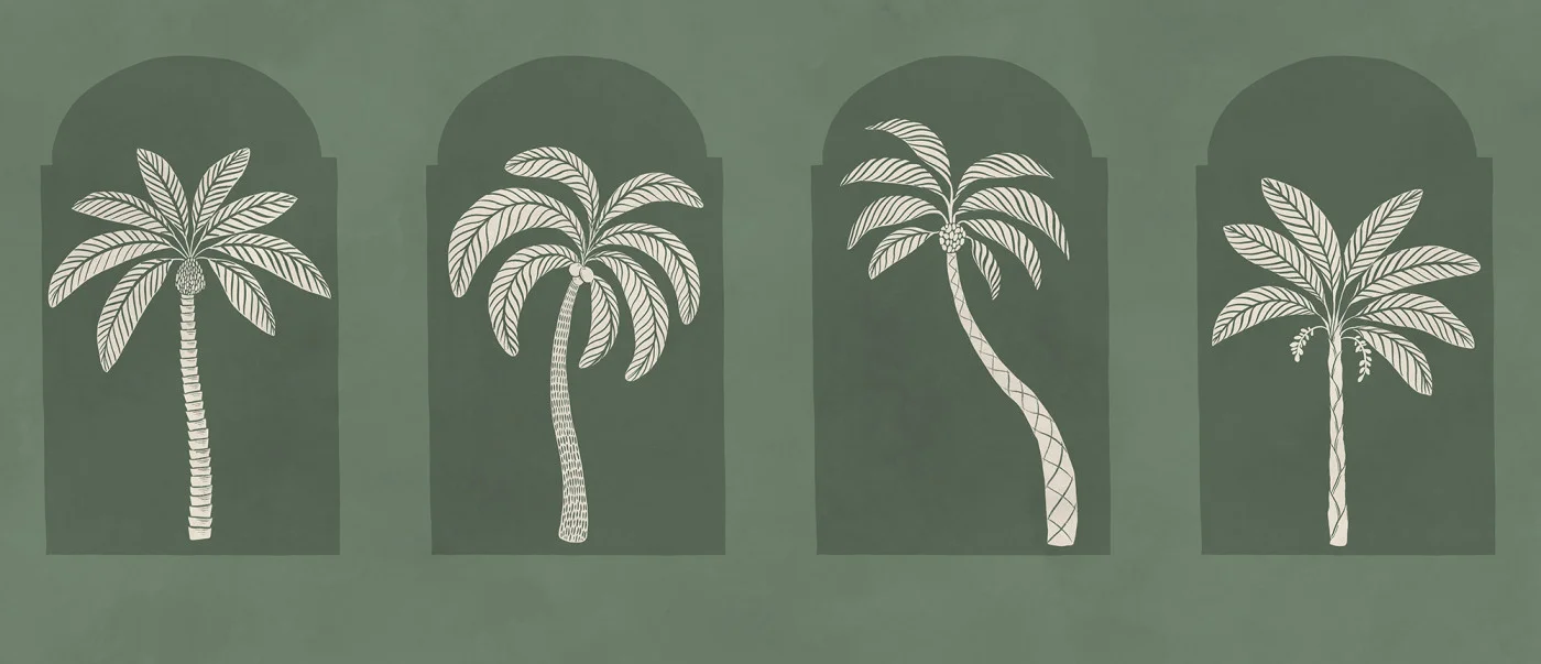 rebelwalls-palm-arches-green-r21254-flat Palm Arches, Green Symbolic Rebel Walls Wallpaper R21254
