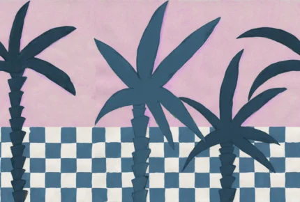 Palm Horizon, Blue & Pink