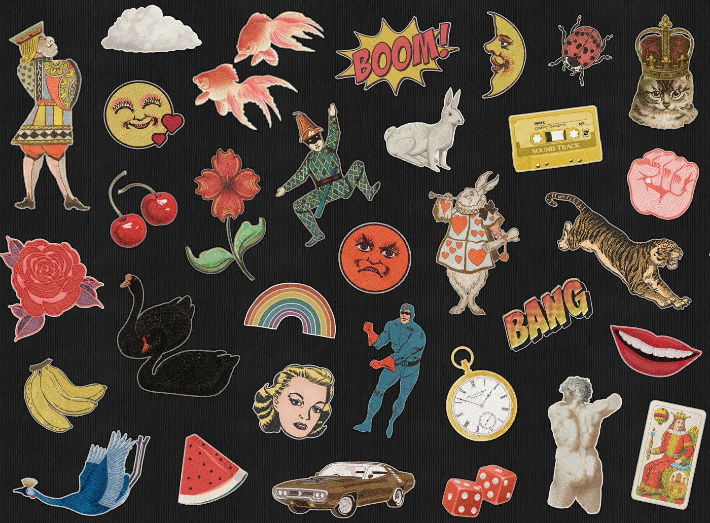 rebelwalls-patches-black-r19464-flat Patches Black Maximalism Rebel Walls Wallpaper R19464