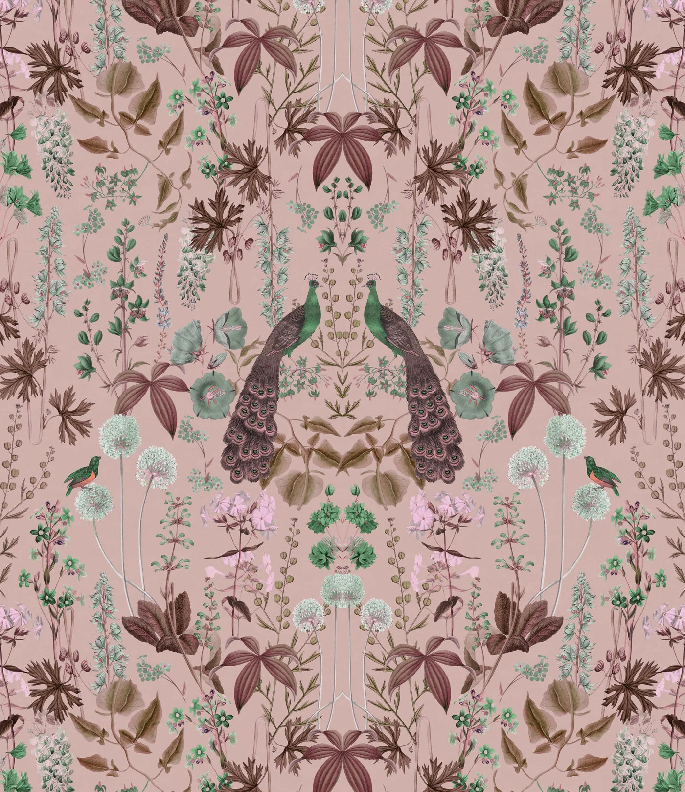rebelwalls-peacock-garden-pink-r19594-flat Peacock Garden, Pink Pops Rebel Walls Wallpaper R19594