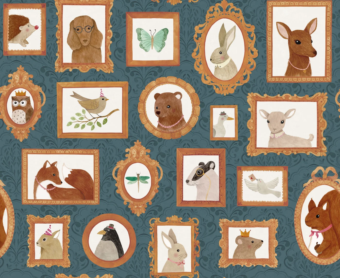 rebelwalls-pet-frames-dark-blue-r19985-flat Pet Frames, Dark Blue Family Fun Rebel Walls Wallpaper R19985