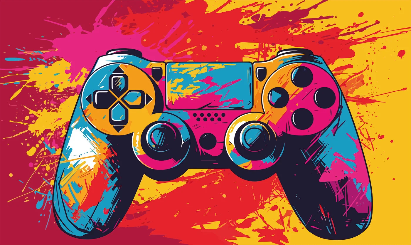rebelwalls-player-one-multi-r20961-flat Player One, Multi Shutterstock Rebel Walls Wallpaper R20961