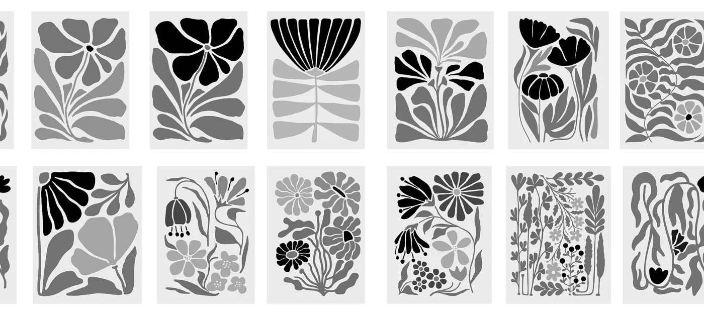 rebelwalls-playful-flora-black-white-r21642-flat Playful Flora, Black & White Shutterstock Rebel Walls Wallpaper R21642