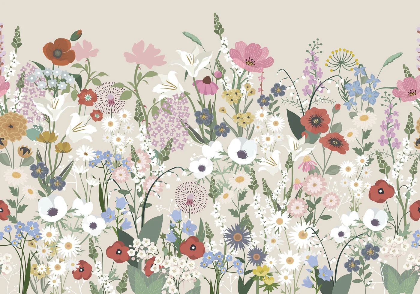 rebelwalls-playful-meadow-beige-r22109-flat Playful Meadow – Beige - Image 1