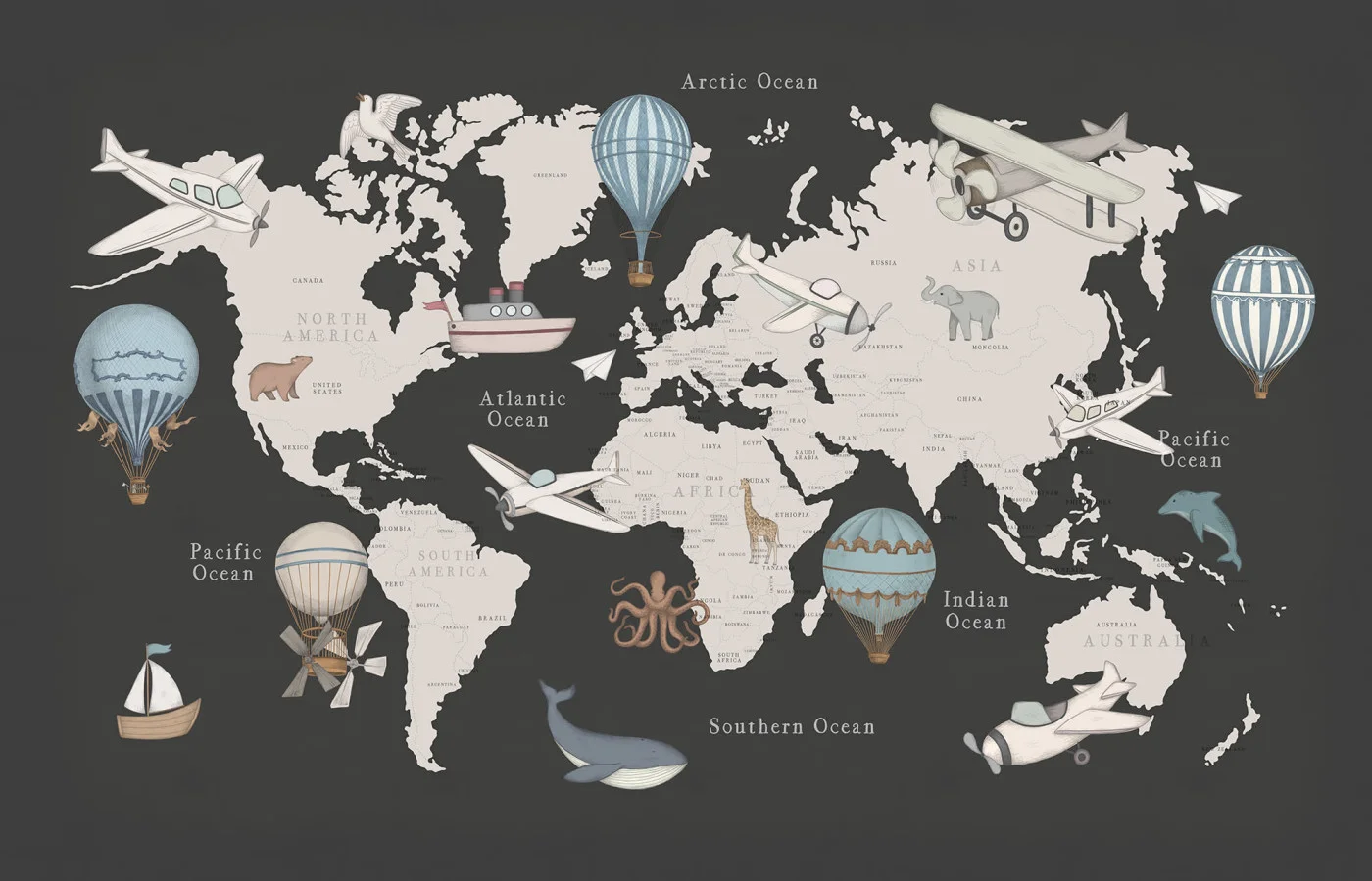 rebelwalls-playful-world-dark-blue-r20594-flat Playful World, Dark Blue Family Fun Rebel Walls Wallpaper R20594