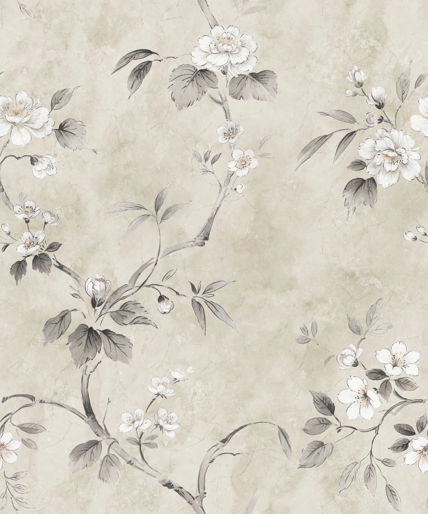 rebelwalls-poetic-flora-beige-r20987-flat Poetic Flora, Beige Wallpaper | Fast Delivery - Image 1