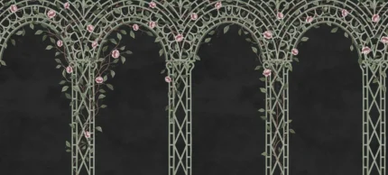 Poetic Trellis, Black Wallpaper | Fast Delivery