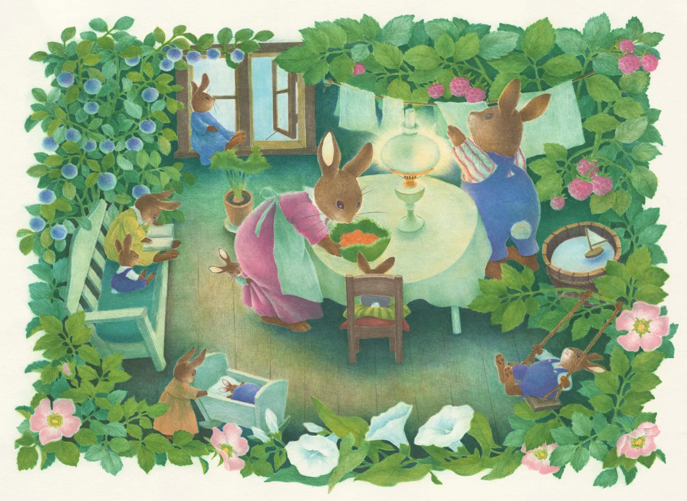 rebelwalls-rabbit-family-green-r19841-flat Rabbit Family, Green Meet a Rebel Walls Wallpaper R19841