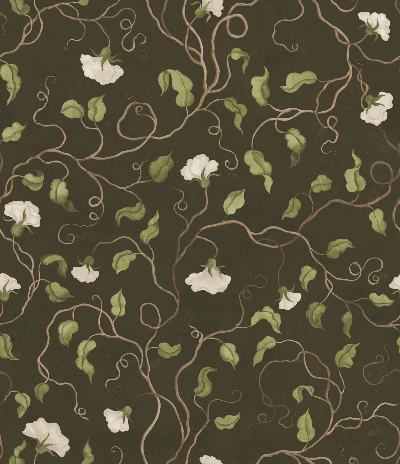 rebelwalls-soft-vines-dark-green-r21668-flat Soft Vines, Dark Green Botanical Gardens Rebel Walls Wallpaper R21668