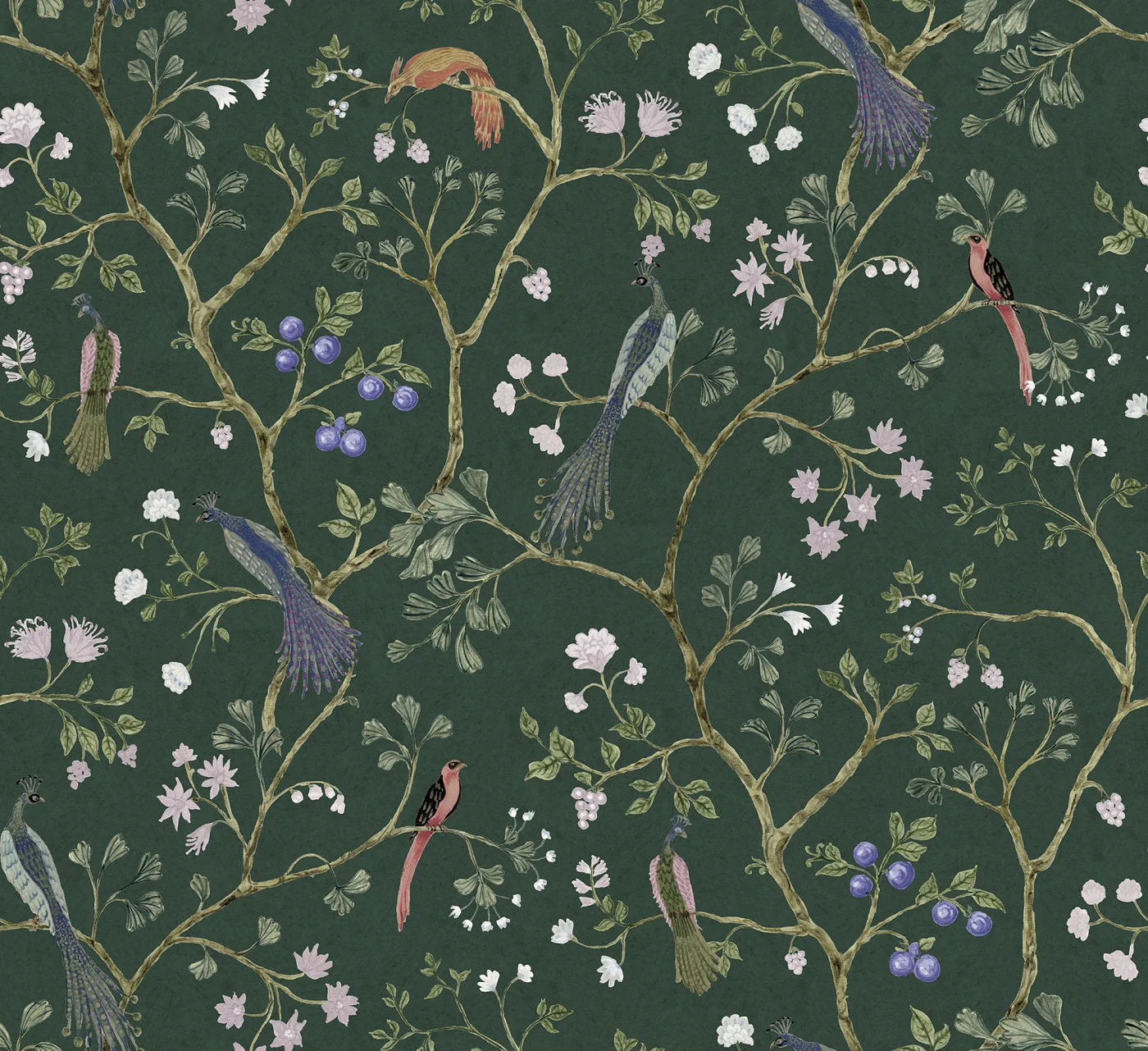 rebelwalls-songbirds-emerald-r19250-flat Songbirds Emerald Vintage Brocade Rebel Walls Wallpaper R19250