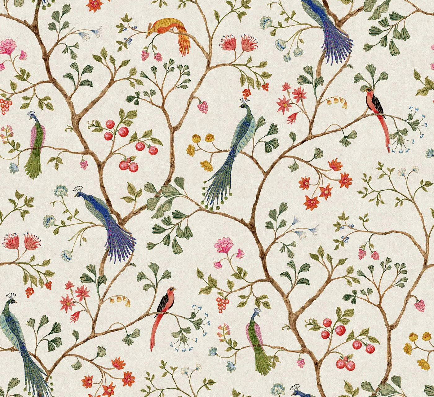 rebelwalls-songbirds-pearl-r19247-flat Songbirds Pearl Vintage Brocade Rebel Walls Wallpaper R19247